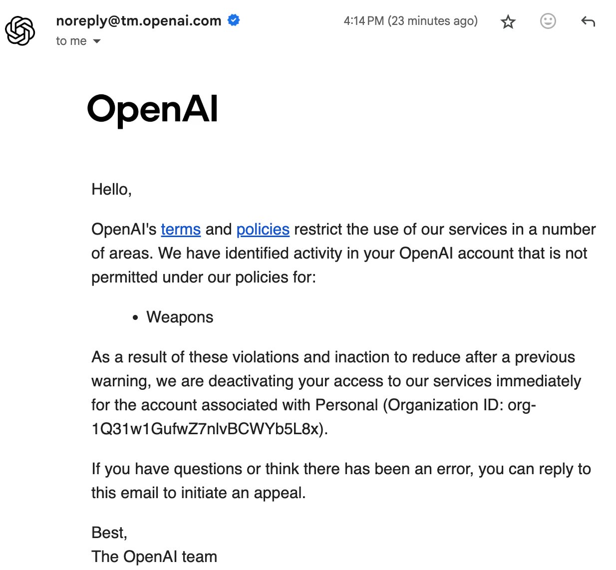 OpenAi warning
