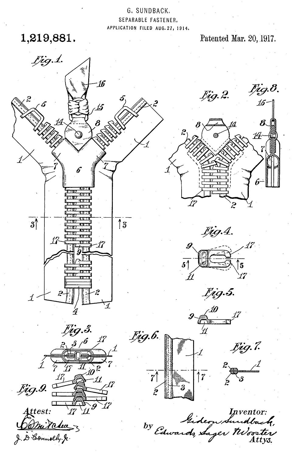 1917 zipper patent